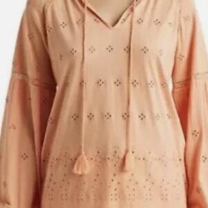 Ralph Lauren Coral Eyelet Jersey Tunic Top